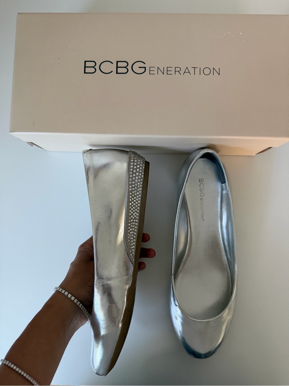 Women’s BCBG Silver Ballet Flats